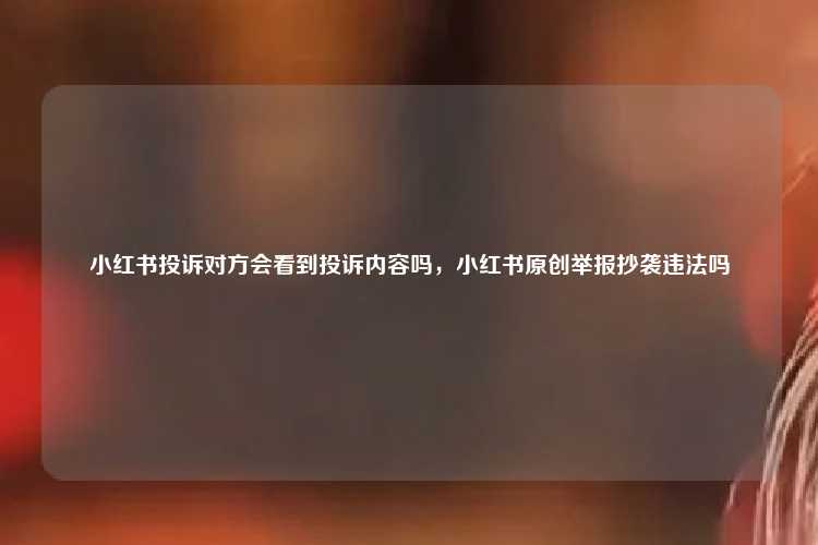 小红书投诉对方会看到投诉内容吗，小红书原创举报抄袭违法吗